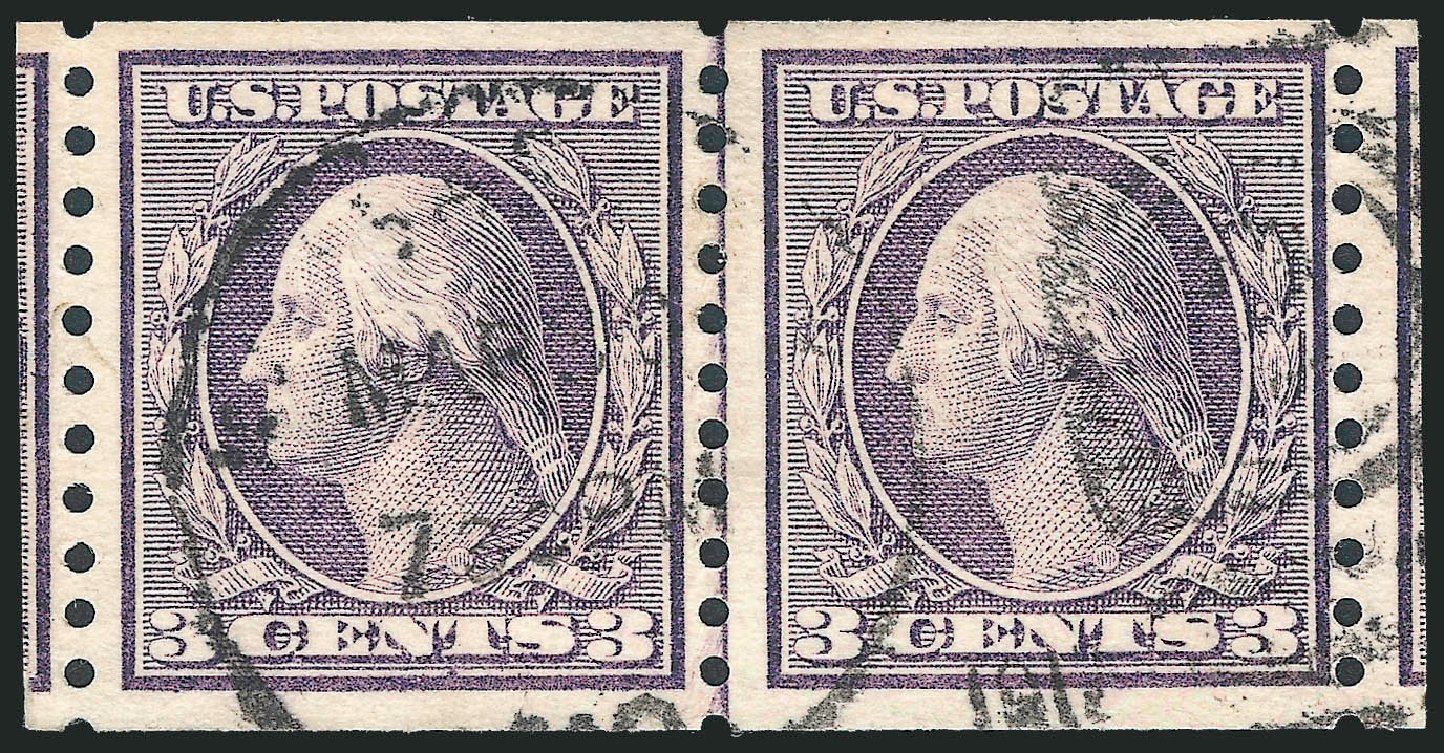 Costs of US Stamp Scott 456 - 1916 3c Washington Coil Perf 10 Vertically. Robert Siegel Auction Galleries, Mar 2013, Sale 1040, Lot 1833