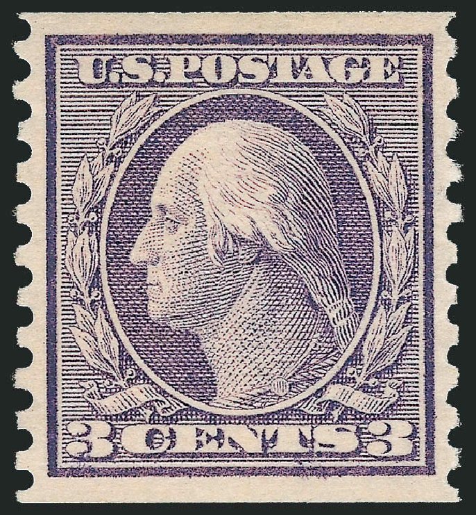 US Stamp Price Scott Cat. #456 - 1916 3c Washington Coil Perf 10 Vertically. Robert Siegel Auction Galleries, Dec 2014, Sale 1090, Lot 1523