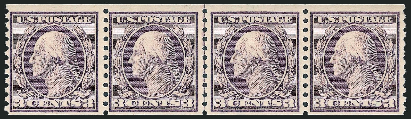 US Stamp Value Scott Catalog # 456: 3c 1916 Washington Coil Perf 10 Vertically. Robert Siegel Auction Galleries, Oct 2010, Sale 997, Lot 6013
