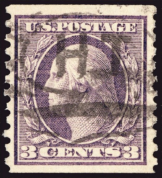 US Stamp Values Scott Catalogue # 456: 3c 1916 Washington Coil Perf 10 Vertically. Spink Shreves Galleries, Jan 2014, Sale 146, Lot 423
