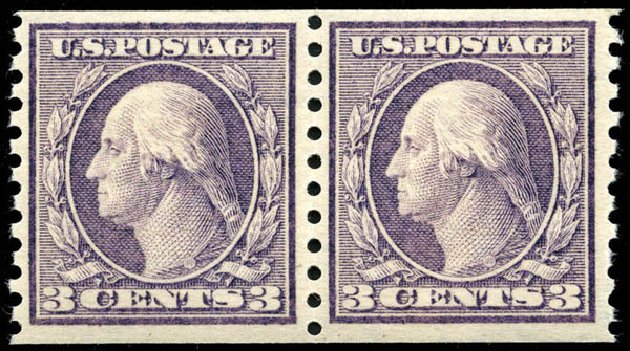 US Stamps Price Scott Cat. # 456 - 1916 3c Washington Coil Perf 10 Vertically. Matthew Bennett International, Jun 2008, Sale 328, Lot 976