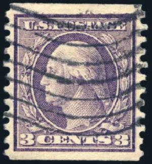 Price of US Stamps Scott 456: 1916 3c Washington Coil Perf 10 Vertically. Harmer-Schau Auction Galleries, Aug 2011, Sale 90, Lot 1526