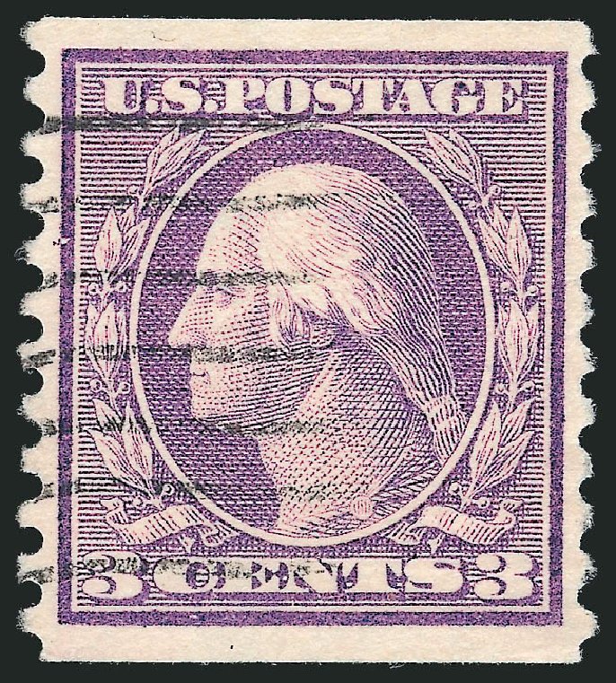 Values of US Stamps Scott Cat. # 456 - 3c 1916 Washington Coil Perf 10 Vertically. Robert Siegel Auction Galleries, Jun 2011, Sale 1011, Lot 746