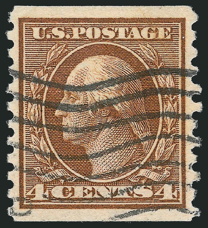 Cost of US Stamps Scott Catalogue # 457: 1915 4c Washington Coil Perf 10 Vertically. Robert Siegel Auction Galleries, Oct 2012, Sale 1032, Lot 3557