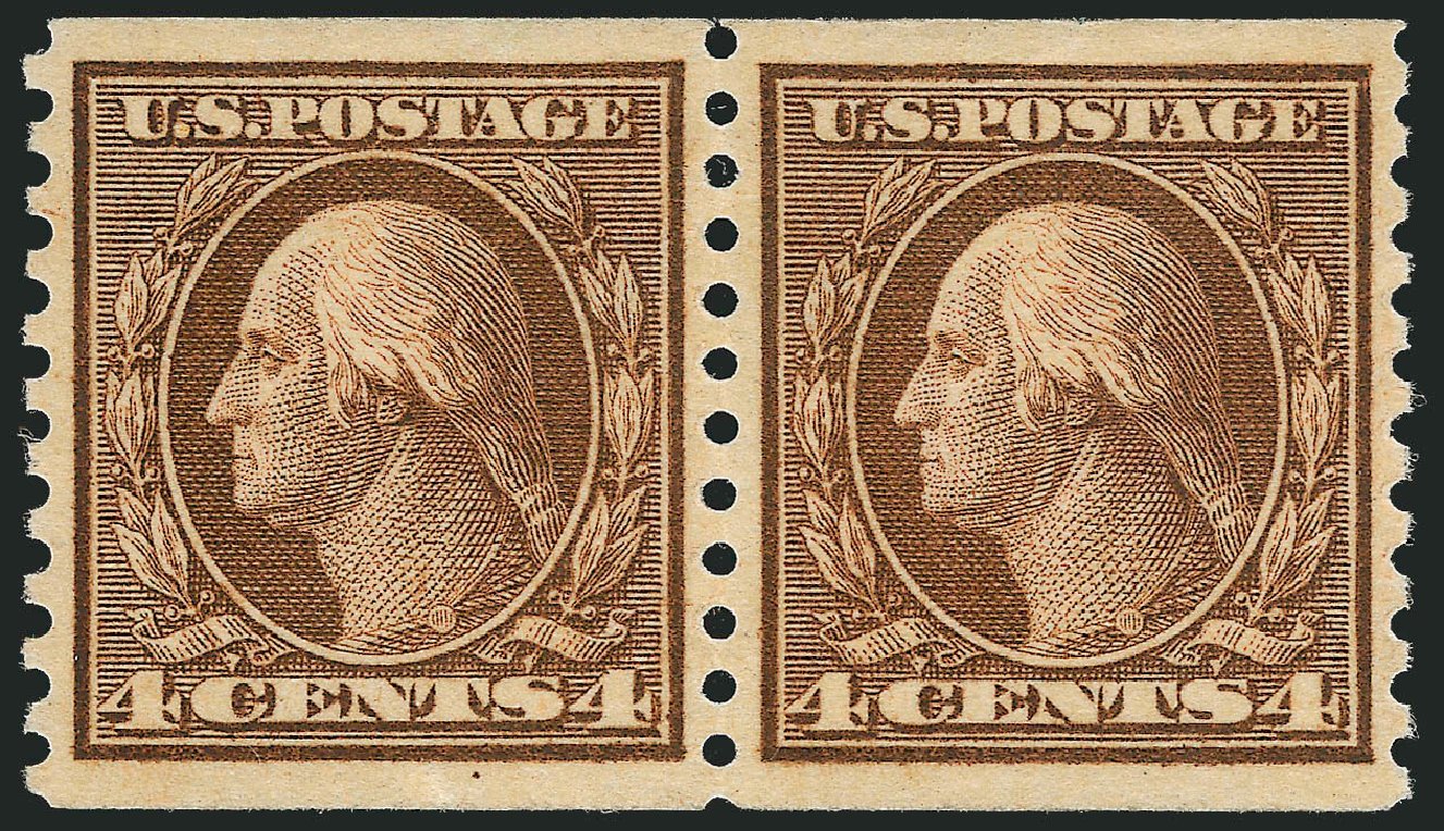 Value of US Stamp Scott #457: 4c 1915 Washington Coil Perf 10 Vertically. Robert Siegel Auction Galleries, Nov 2012, Sale 1034, Lot 427