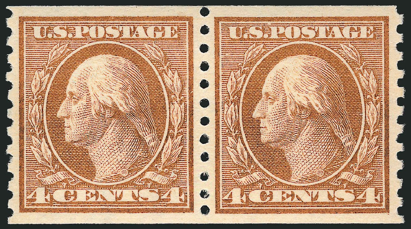 Costs of US Stamps Scott 457 - 1915 4c Washington Coil Perf 10 Vertically. Robert Siegel Auction Galleries, Sep 2009, Sale 968B, Lot 598