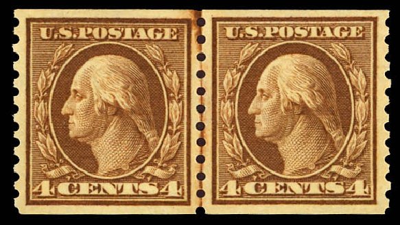 Prices of US Stamps Scott Catalog #457: 4c 1915 Washington Coil Perf 10 Vertically. Daniel Kelleher Auctions, Dec 2012, Sale 633, Lot 811