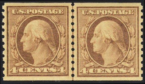 Costs of US Stamps Scott Cat. #457: 4c 1915 Washington Coil Perf 10 Vertically. Cherrystone Auctions, Mar 2008, Sale 200803, Lot 274