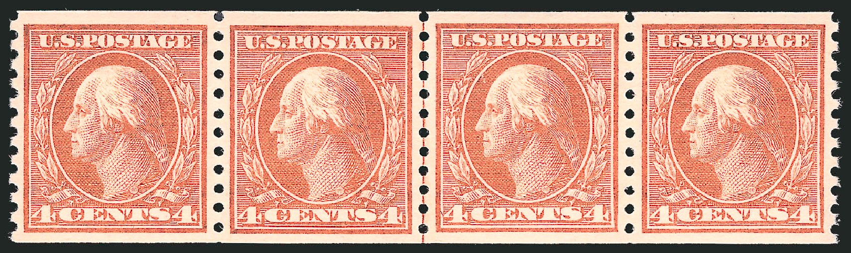 US Stamps Prices Scott Catalog # 457: 1915 4c Washington Coil Perf 10 Vertically. Robert Siegel Auction Galleries, Nov 2013, Sale 1061, Lot 3932