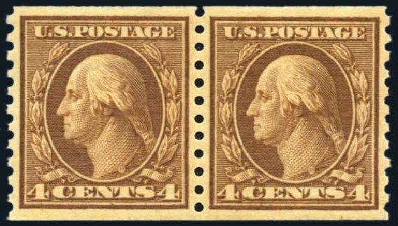 Cost of US Stamps Scott Catalog # 457 - 4c 1915 Washington Coil Perf 10 Vertically. Harmer-Schau Auction Galleries, Jun 2008, Sale 78, Lot 1573
