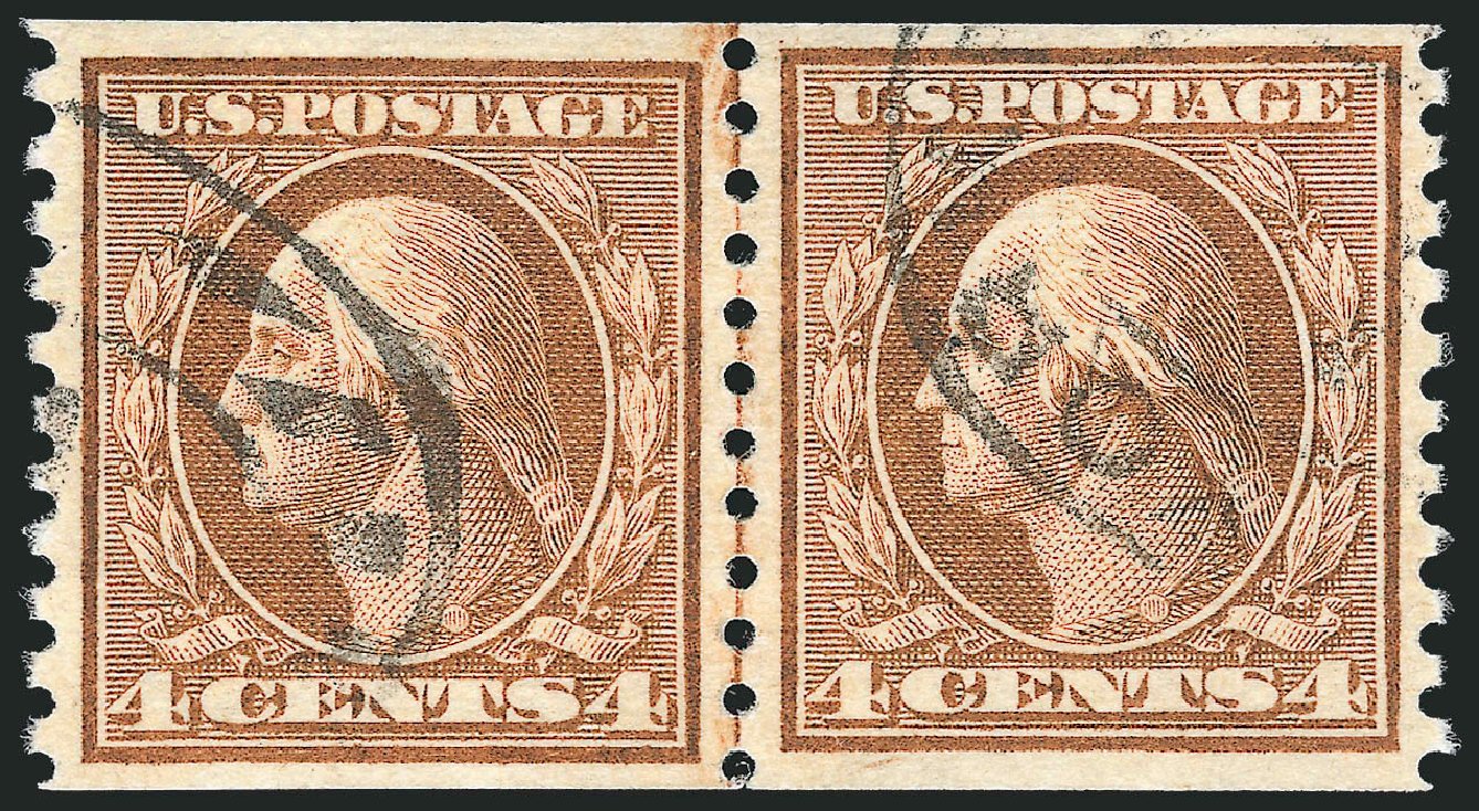 Values of US Stamps Scott 457 - 4c 1915 Washington Coil Perf 10 Vertically. Robert Siegel Auction Galleries, Sep 2012, Sale 1028, Lot 403
