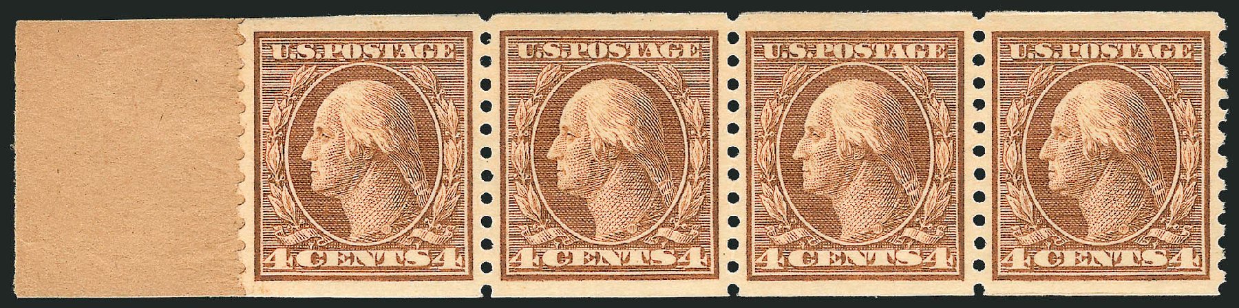 US Stamps Price Scott Catalog #457: 1915 4c Washington Coil Perf 10 Vertically. Robert Siegel Auction Galleries, Nov 2013, Sale 1061, Lot 3933
