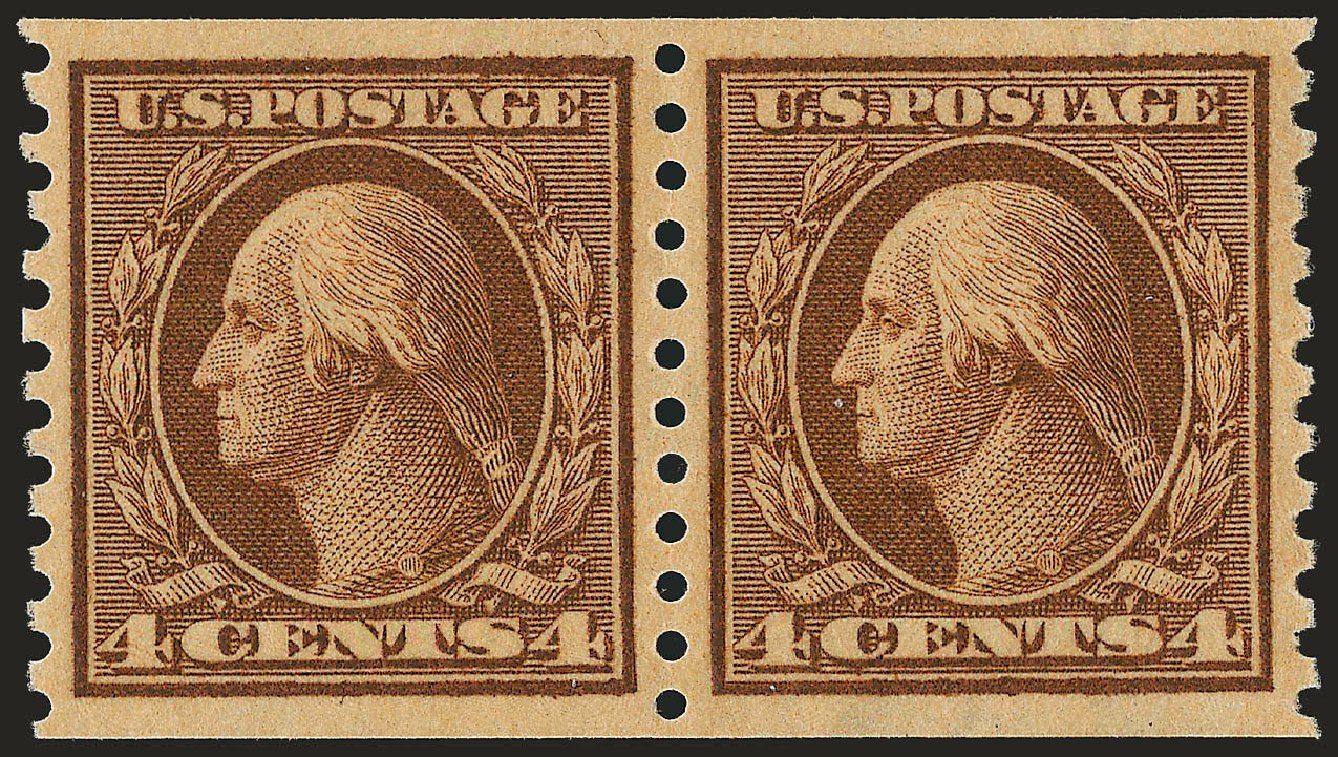 US Stamps Price Scott Catalogue # 457: 1915 4c Washington Coil Perf 10 Vertically. Robert Siegel Auction Galleries, Dec 2008, Sale 967, Lot 4803