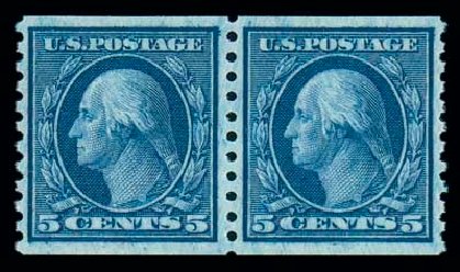 Price of US Stamp Scott Catalog #458: 1915 5c Washington Coil Perf 10 Vertically. Matthew Bennett International, Oct 2007, Sale 322, Lot 2227
