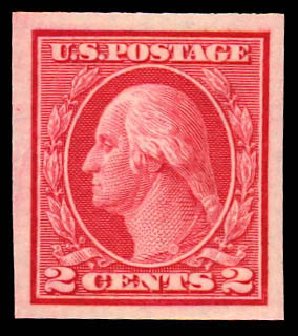 Values of US Stamp Scott Catalog #459 - 1914 2c Washington Coil Imperf. Daniel Kelleher Auctions, Dec 2012, Sale 633, Lot 817