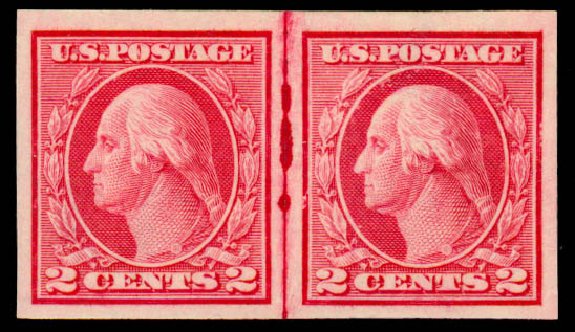 US Stamps Value Scott Cat. # 459 - 1914 2c Washington Coil Imperf. Daniel Kelleher Auctions, May 2014, Sale 652, Lot 677