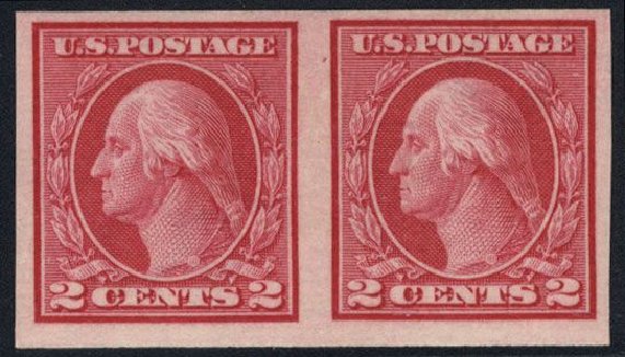 US Stamps Values Scott Cat. # 459: 1914 2c Washington Coil Imperf. Cherrystone Auctions, Mar 2008, Sale 200803, Lot 278