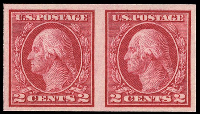 US Stamps Value Scott Catalogue # 459 - 1914 2c Washington Coil Imperf. Cherrystone Auctions, Apr 2010, Sale 201004, Lot 259
