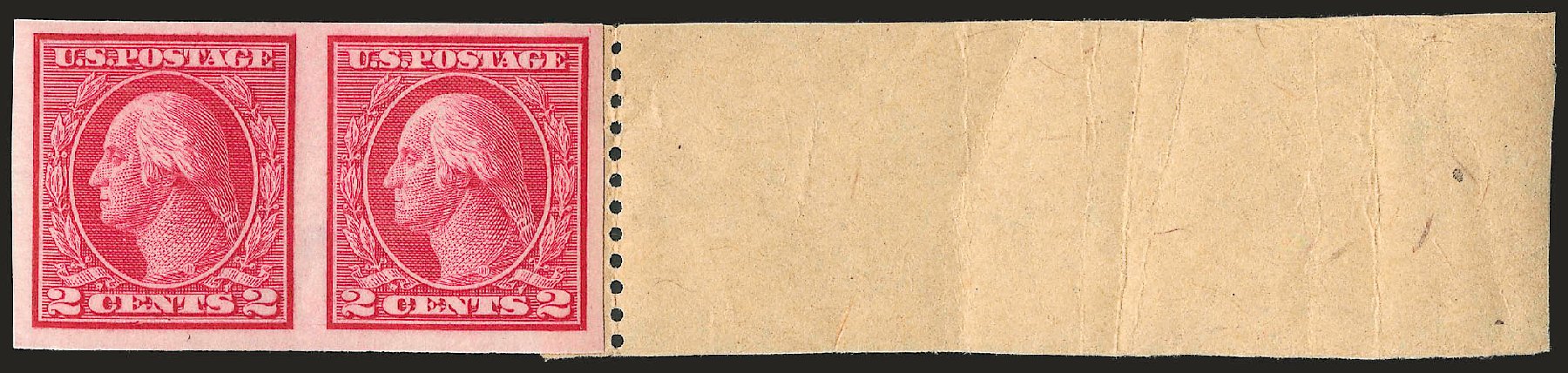 Value of US Stamps Scott Catalogue #459 - 2c 1914 Washington Coil Imperf. Robert Siegel Auction Galleries, Jun 2010, Sale 991, Lot 1389