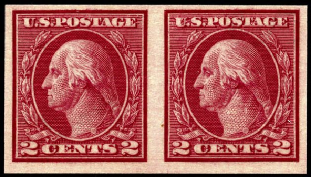 Values of US Stamps Scott Catalog # 459: 2c 1914 Washington Coil Imperf. Matthew Bennett International, Jun 2008, Sale 328, Lot 980