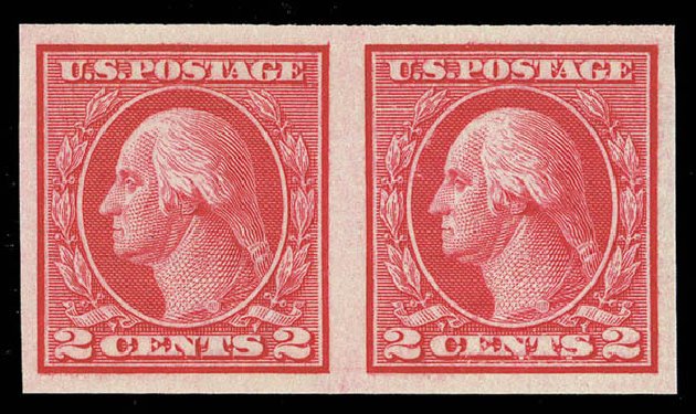 Values of US Stamp Scott Catalogue # 459 - 2c 1914 Washington Coil Imperf. Matthew Bennett International, Sep 2012, Sale 346, Lot 840
