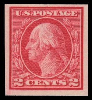 US Stamp Value Scott # 459: 2c 1914 Washington Coil Imperf. Daniel Kelleher Auctions, Jun 2012, Sale 630, Lot 1850