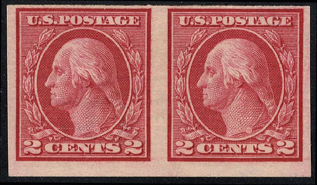 US Stamps Values Scott Catalog 459 - 2c 1914 Washington Coil Imperf. Cherrystone Auctions, May 2008, Sale 200805, Lot 261