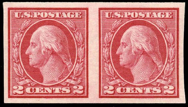 Value of US Stamp Scott Cat. 459 - 1914 2c Washington Coil Imperf. Matthew Bennett International, Apr 2008, Sale 326, Lot 424