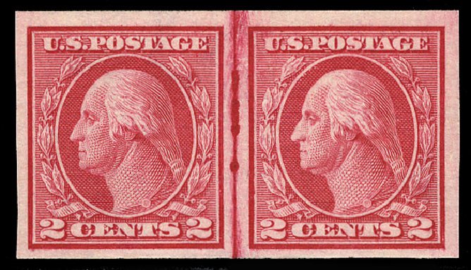 Value of US Stamps Scott Cat. #459: 2c 1914 Washington Coil Imperf. Cherrystone Auctions, Jan 2009, Sale 200901, Lot 224