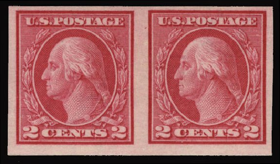 US Stamp Values Scott Catalogue 459 - 2c 1914 Washington Coil Imperf. Cherrystone Auctions, Jun 2012, Sale 201206, Lot 125