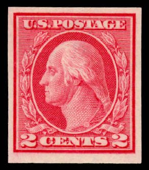 US Stamps Prices Scott # 459: 2c 1914 Washington Coil Imperf. Daniel Kelleher Auctions, Mar 2014, Sale 648, Lot 2175