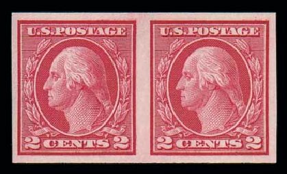 Value of US Stamps Scott 459 - 1914 2c Washington Coil Imperf. Matthew Bennett International, Dec 2007, Sale 324, Lot 1202