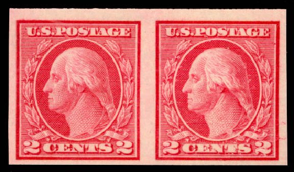 Values of US Stamp Scott Catalog # 459: 2c 1914 Washington Coil Imperf. Daniel Kelleher Auctions, Oct 2014, Sale 660, Lot 2382