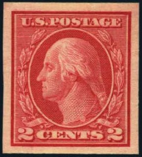 US Stamps Price Scott Cat. 459: 1914 2c Washington Coil Imperf. Harmer-Schau Auction Galleries, May 2012, Sale 93, Lot 363