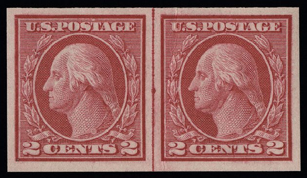 US Stamp Value Scott Catalogue #459 - 2c 1914 Washington Coil Imperf. Spink Shreves Galleries, Aug 2013, Sale 144, Lot 256