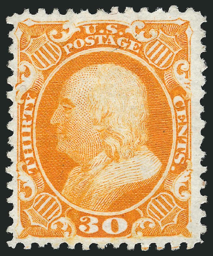 Values of US Stamp Scott # 46: 1875 30c Franklin Reprint. Robert Siegel Auction Galleries, Dec 2012, Sale 1036, Lot 107