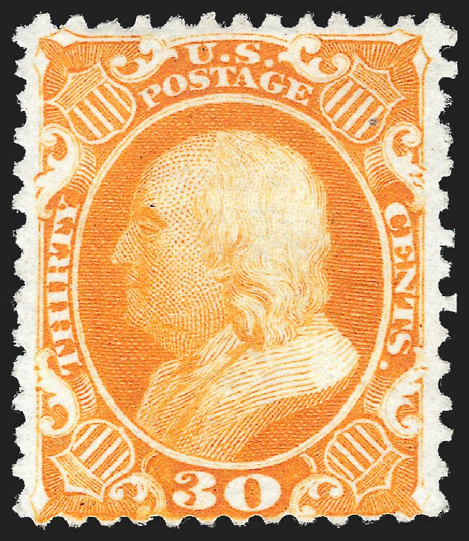 Price of US Stamps Scott Cat. # 46 - 30c 1875 Franklin Reprint. Robert Siegel Auction Galleries, Dec 2012, Sale 1037, Lot 1527