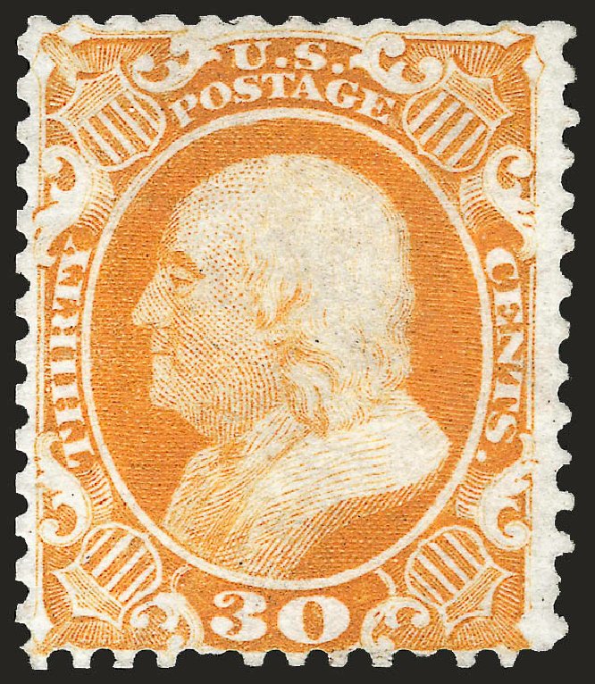US Stamp Prices Scott #46 - 30c 1875 Franklin Reprint. Robert Siegel Auction Galleries, Sep 2009, Sale 976, Lot 1297