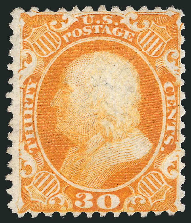 US Stamps Value Scott Catalogue #46 - 1875 30c Franklin Reprint. Robert Siegel Auction Galleries, Dec 2012, Sale 1037, Lot 1528