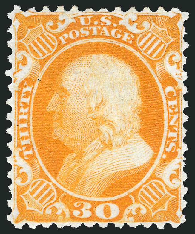 Value of US Stamp Scott Catalogue 46: 1875 30c Franklin Reprint. Robert Siegel Auction Galleries, Feb 2010, Sale 983, Lot 39