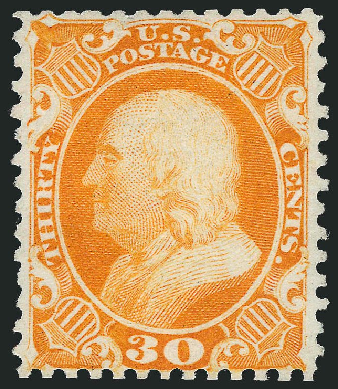 US Stamps Value Scott Catalog # 46: 1875 30c Franklin Reprint. Robert Siegel Auction Galleries, Oct 2010, Sale 997, Lot 5319