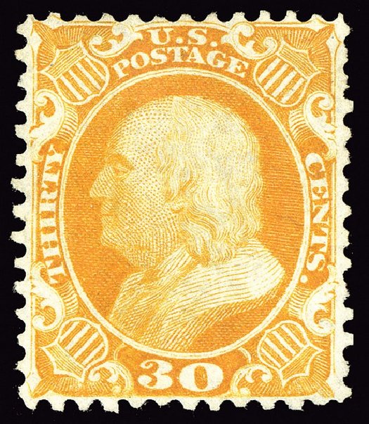 Values of US Stamp Scott 46 - 1875 30c Franklin Reprint. Spink Shreves Galleries, May 2014, Sale 148, Lot 69