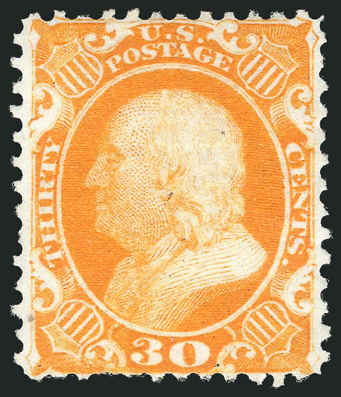 Price of US Stamp Scott Catalogue #46: 1875 30c Franklin Reprint. Robert Siegel Auction Galleries, Jun 2012, Sale 1026, Lot 1200