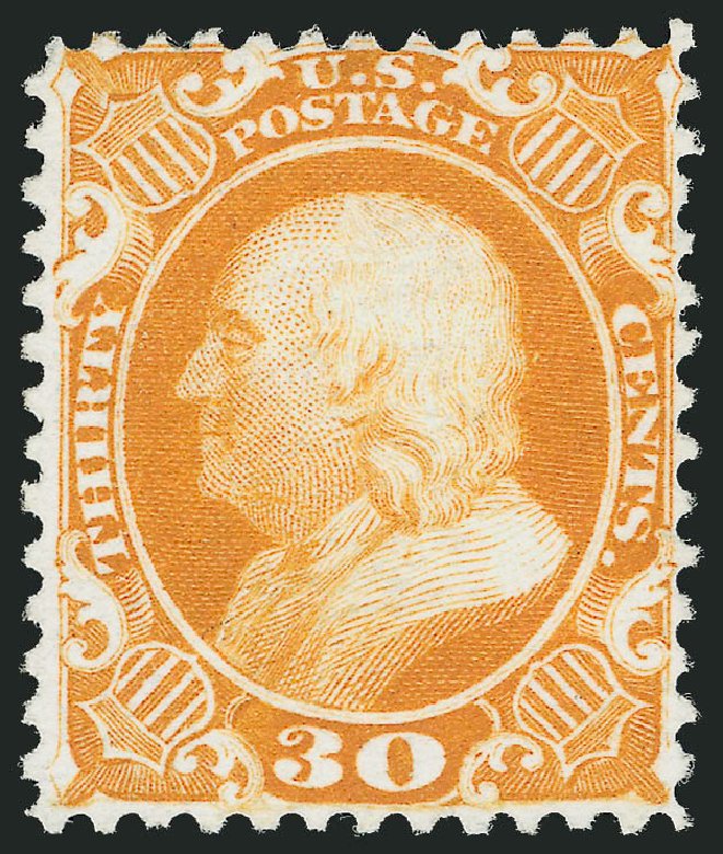 US Stamps Price Scott #46: 30c 1875 Franklin Reprint. Robert Siegel Auction Galleries, Dec 2013, Sale 1062, Lot 170