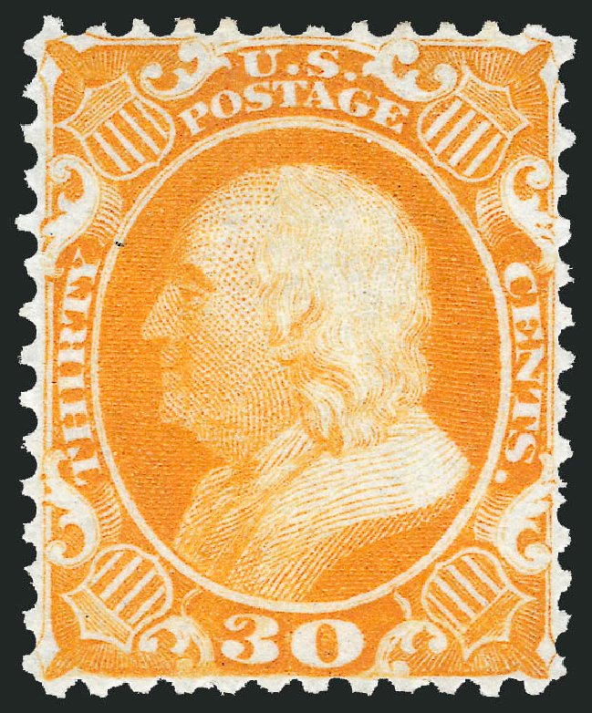 US Stamps Prices Scott # 46: 1875 30c Franklin Reprint. Robert Siegel Auction Galleries, May 2013, Sale 1044, Lot 85