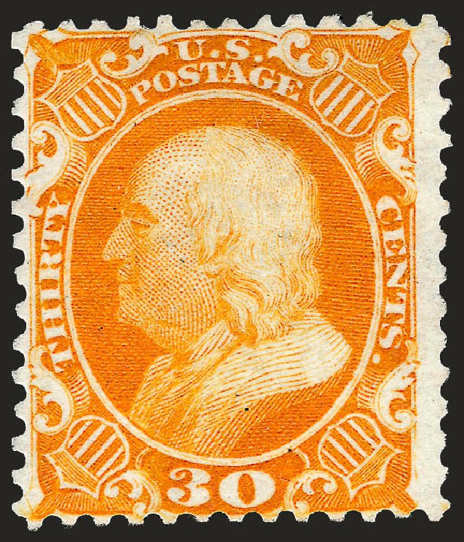 Value of US Stamp Scott Cat. #46: 30c 1875 Franklin Reprint. Robert Siegel Auction Galleries, Sep 2008, Sale 962, Lot 2315
