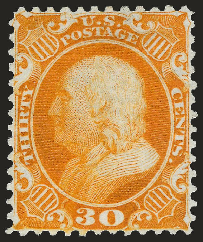 US Stamp Values Scott #46 - 30c 1875 Franklin Reprint. Robert Siegel Auction Galleries, Jun 2009, Sale 973, Lot 65