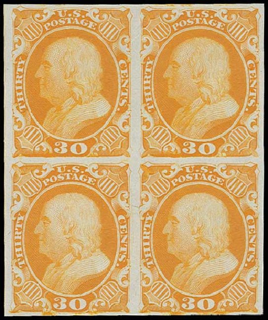 Costs of US Stamps Scott Cat. #46 - 1875 30c Franklin Reprint. H.R. Harmer, Jun 2013, Sale 3003, Lot 1062