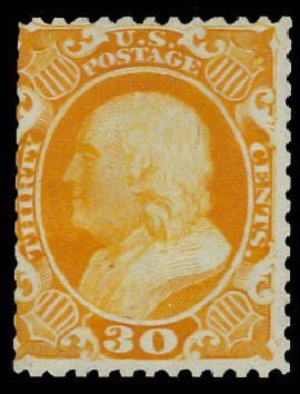 US Stamp Value Scott 46 - 1875 30c Franklin Reprint. Daniel Kelleher Auctions, Jun 2012, Sale 630, Lot 1272