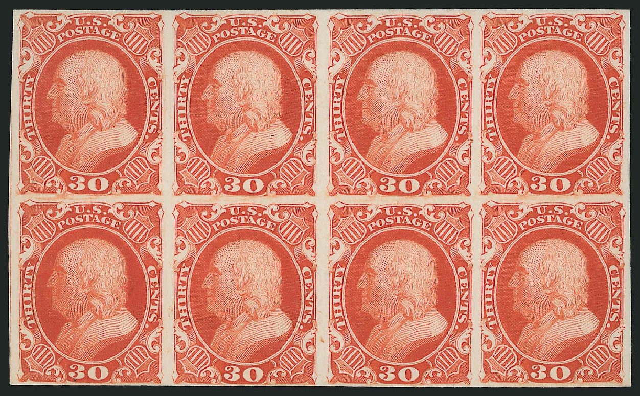 Values of US Stamp Scott Catalogue #46: 1875 30c Franklin Reprint. Robert Siegel Auction Galleries, Sep 2008, Sale 962, Lot 2022